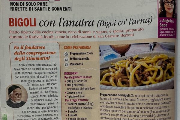 Su Famiglia Cristiana la ricetta i Bigoli con l’anatra